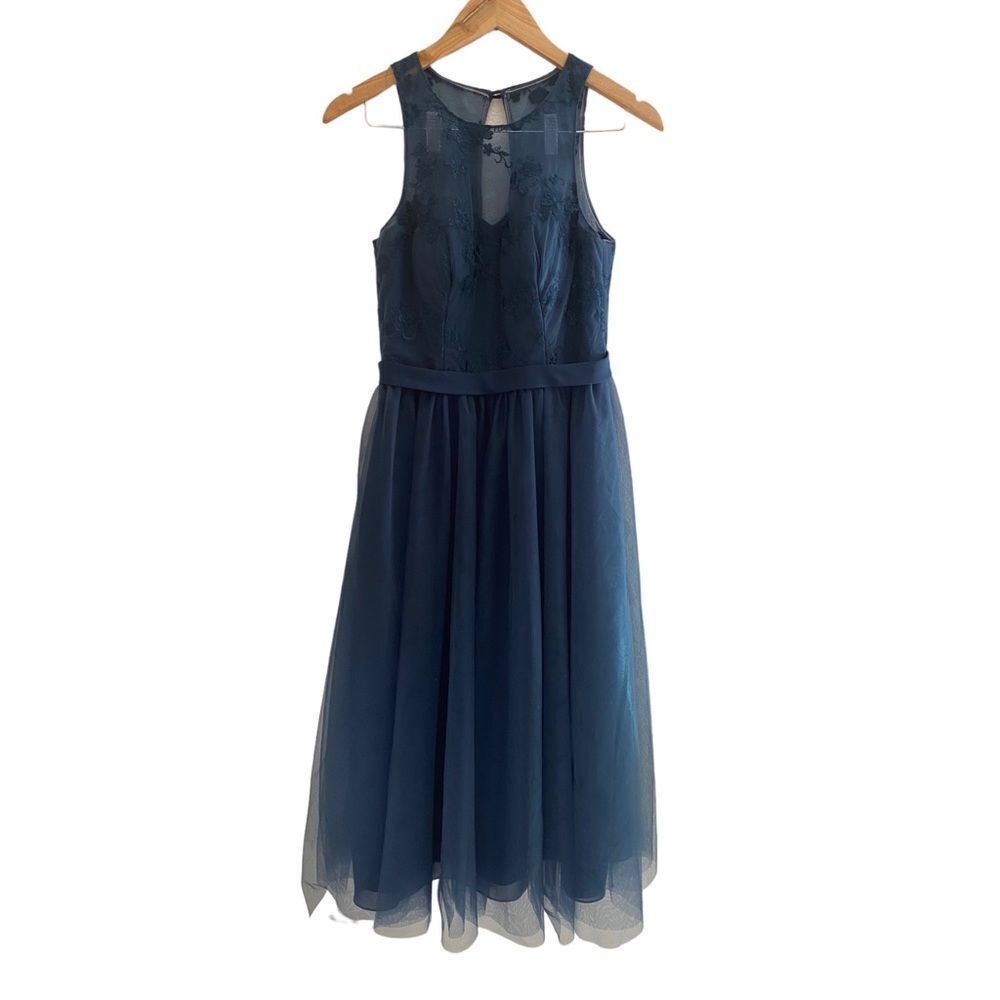Azazie | Lace and Tule Fit and Flare Dress, Size 6